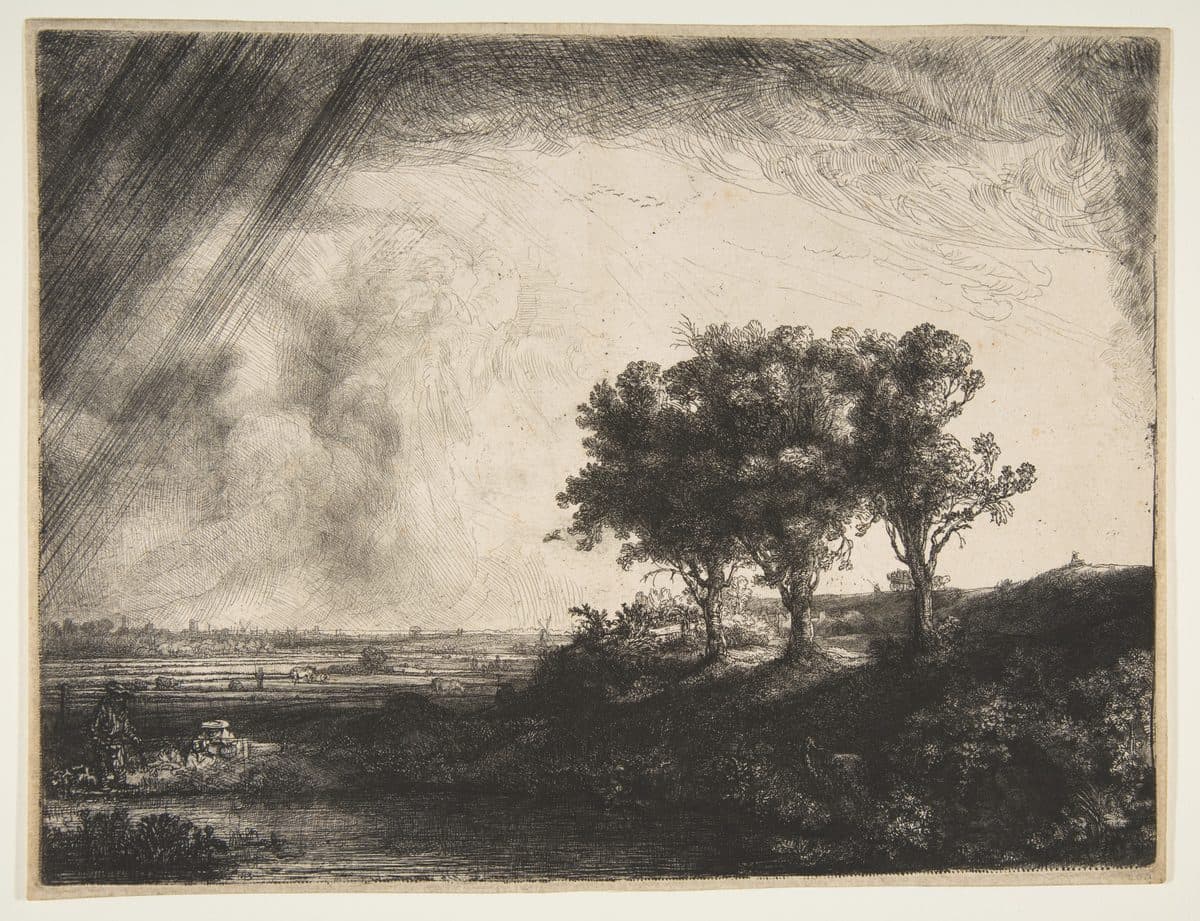 The Three Trees by Rembrandt (Rembrandt van Rijn)