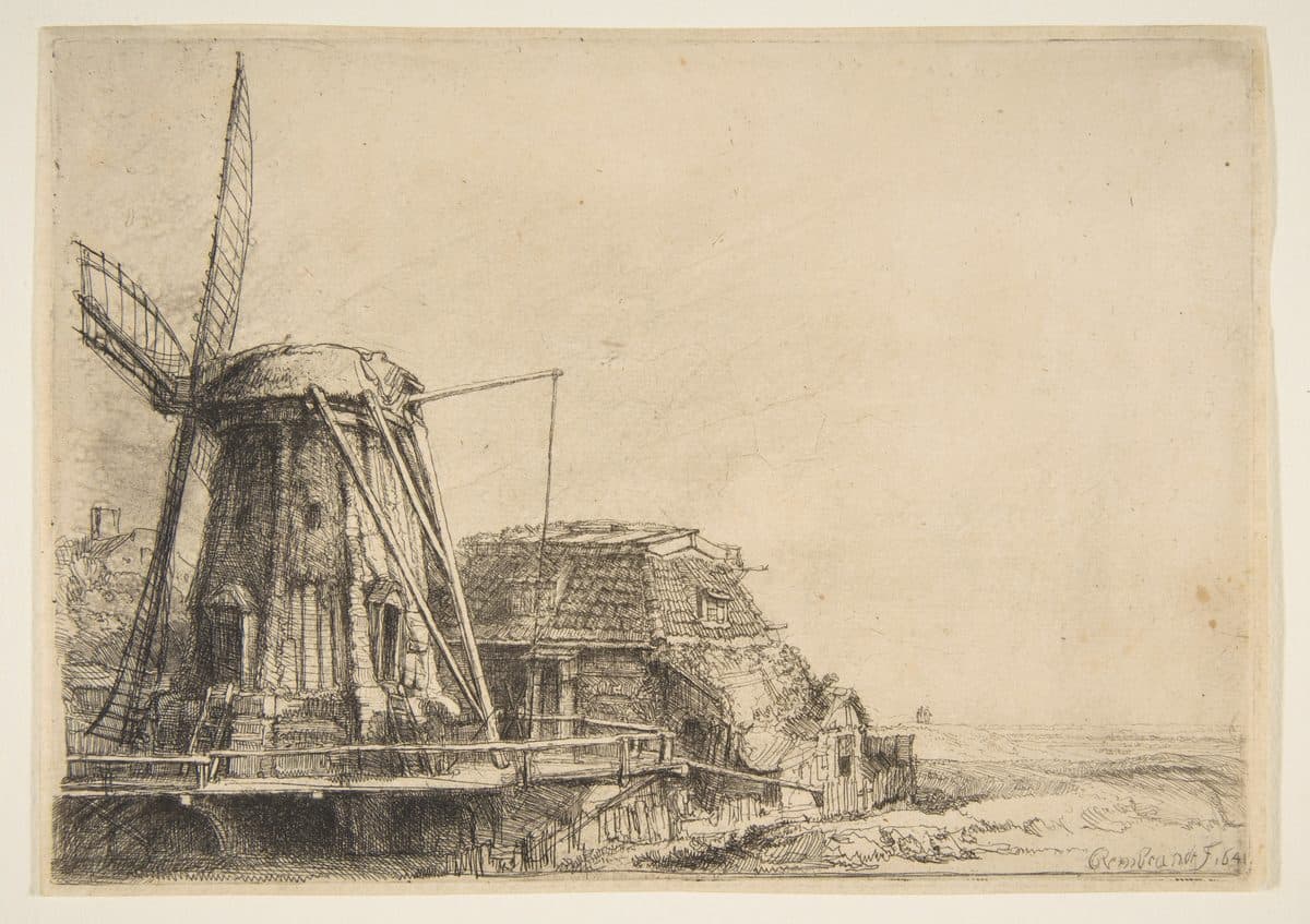 The Windmill by Rembrandt (Rembrandt van Rijn)
