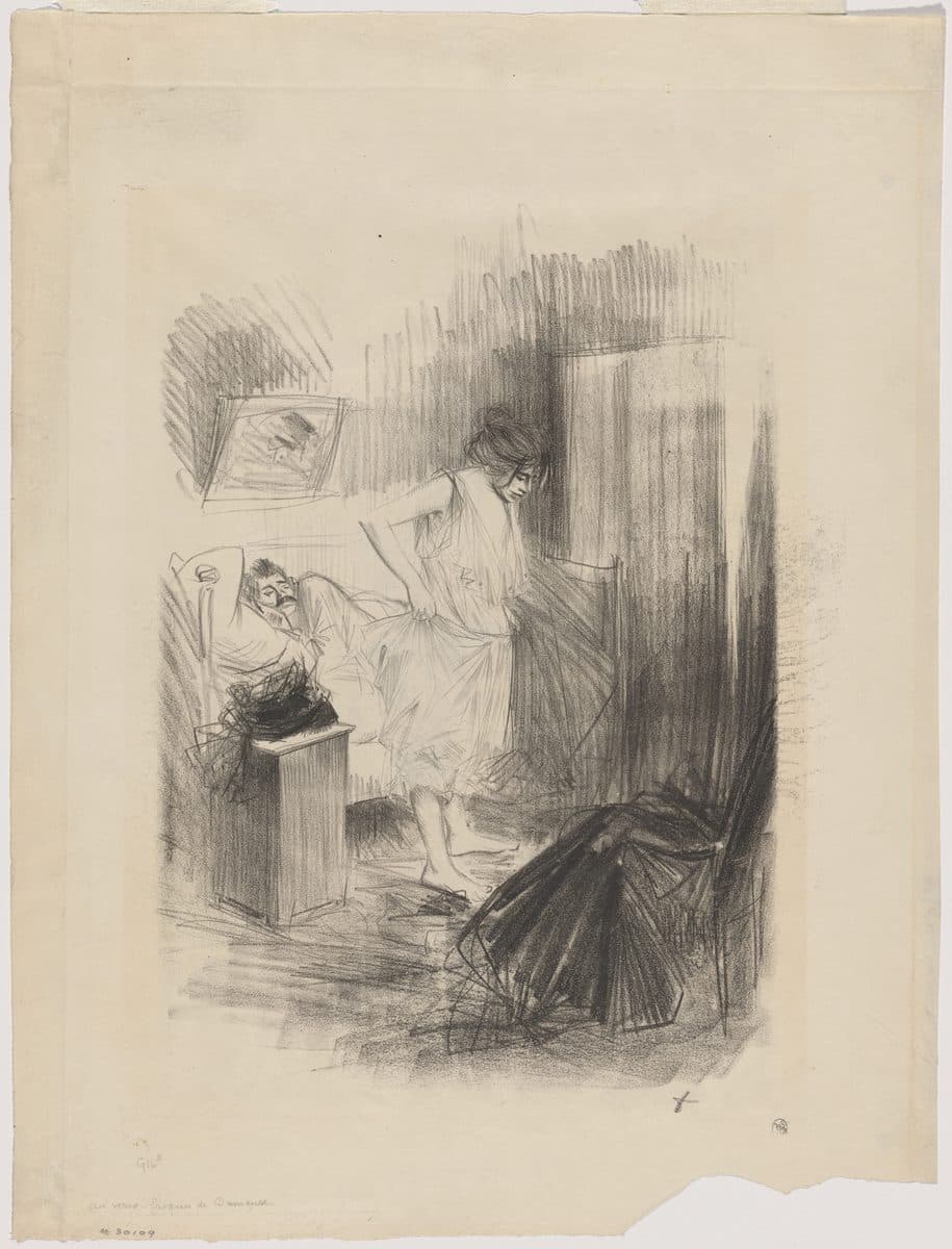 a) L'amour à Paris (Love in Paris) (recto); b) Untitled (verso) by Jean-Louis Forain