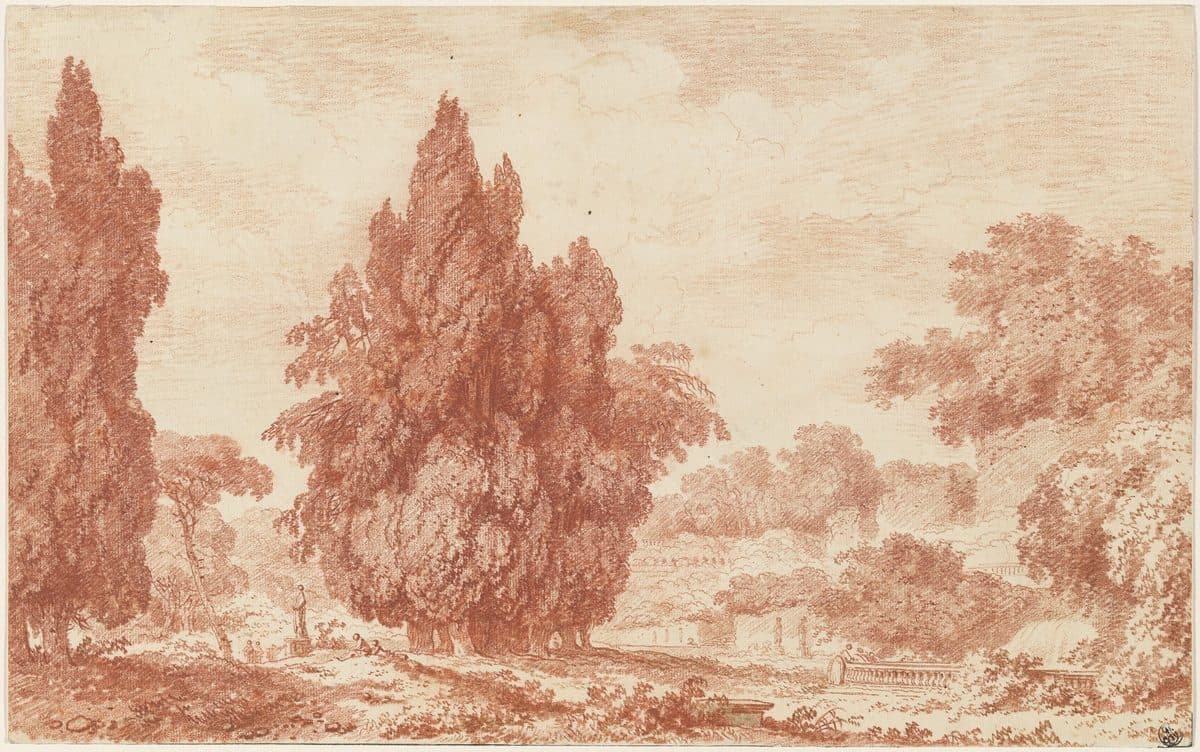 A Stand of Cypresses in an Italian Park by Jean-Honoré Fragonard