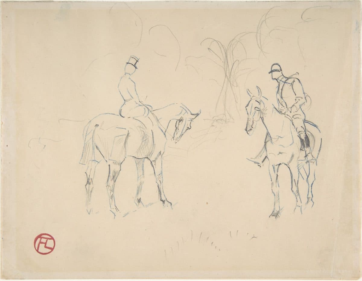 A Woman and a Man on Horseback by Henri de Toulouse-Lautrec