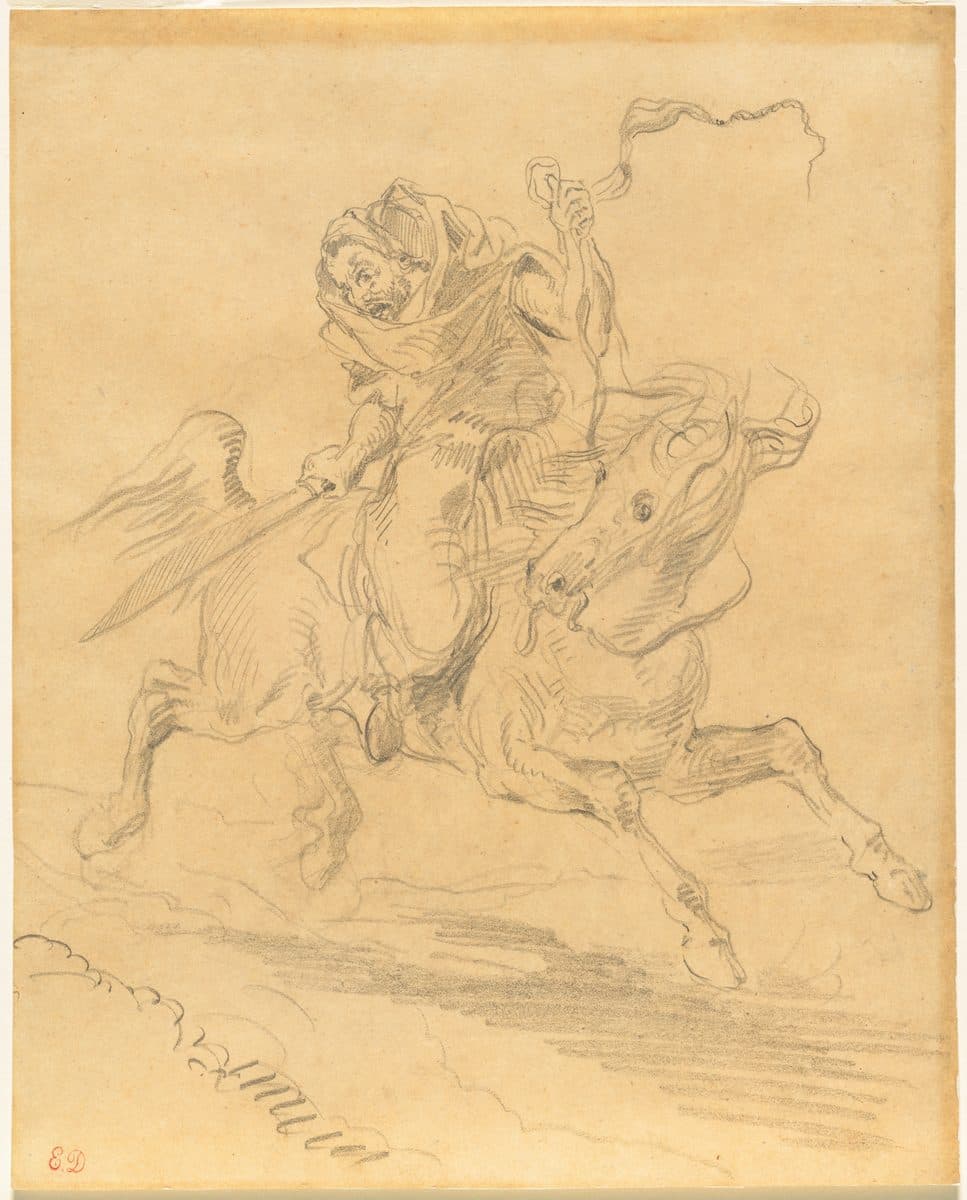 Arab Horseman at the Gallop by Eugène Delacroix