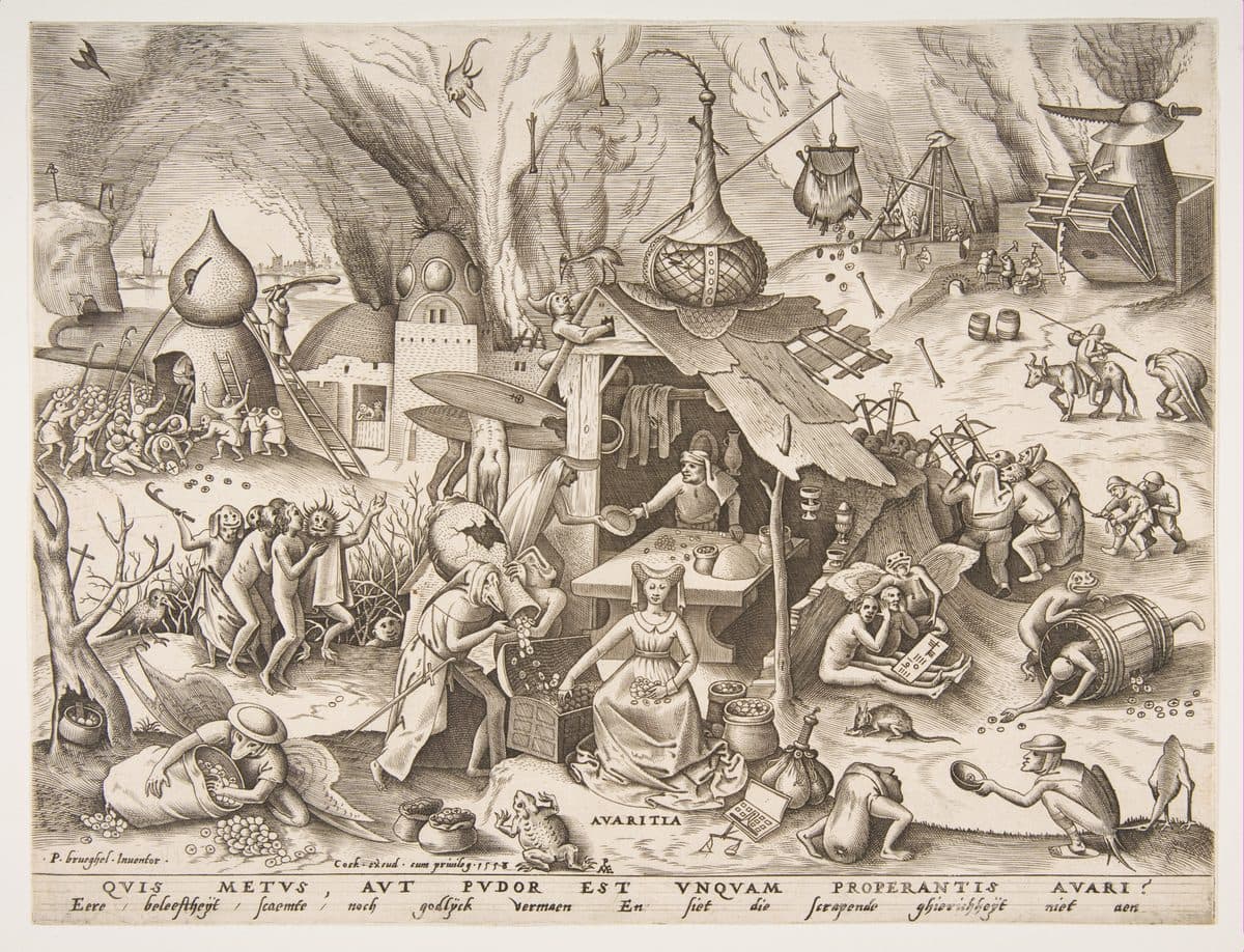 Avarice (Avaritia), from "The Seven Deadly Sins" by Pieter van der Heyden