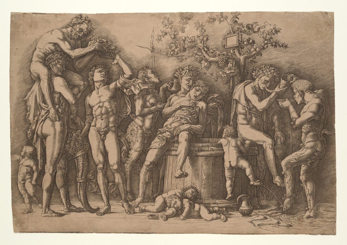 Bacchanal with a Wine Vat by Andrea Mantegna
