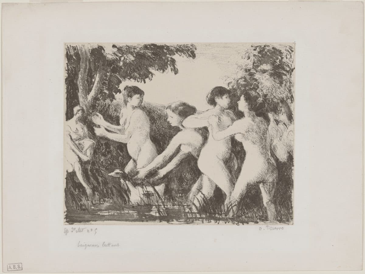 Baigneuses luttant (Bathers Wrestling) by Camille Pissarro