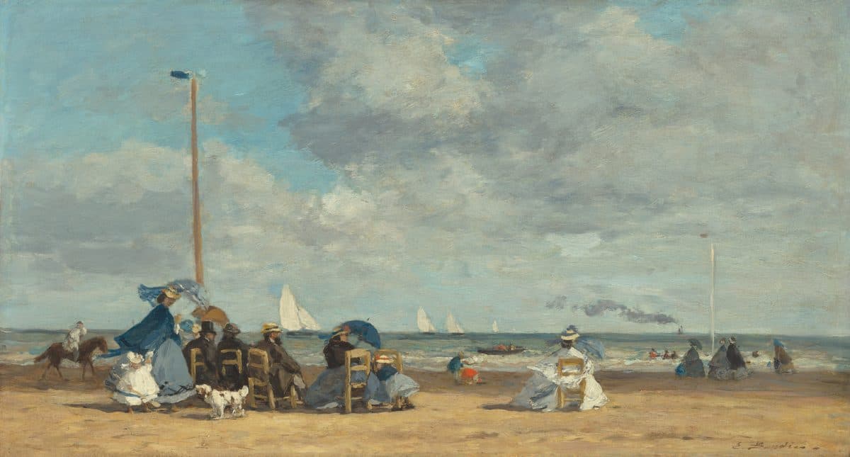 Beach at Trouville by Eugène Boudin