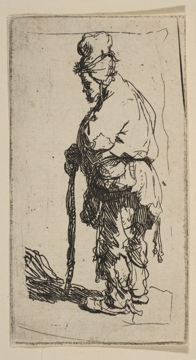 Beggar Leaning on a Stick, Facing Left by Rembrandt (Rembrandt van Rijn)