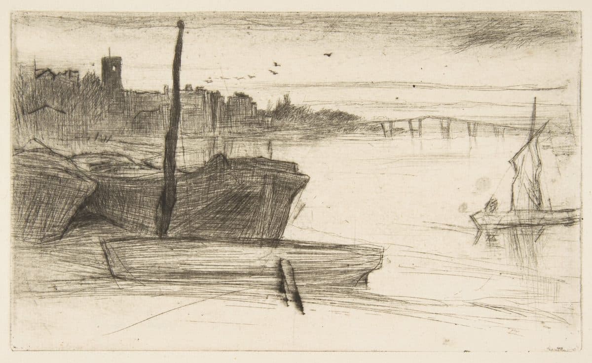 Chelsea Bridge and Church by James McNeill Whistler