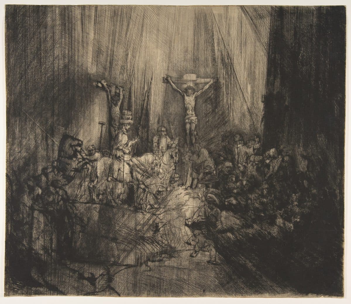 Christ Crucified between the Two Thieves: The Three Crosses by Rembrandt (Rembrandt van Rijn)