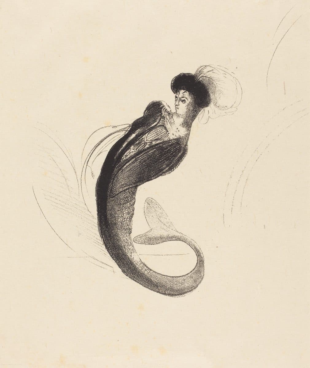 Femme a la torque ornee (Woman with a plumed hat) by Odilon Redon