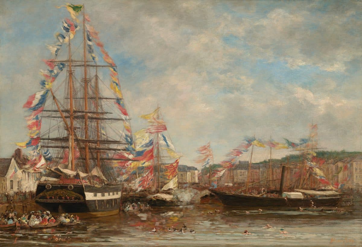 Festival in the Harbor of Honfleur by Eugène Boudin