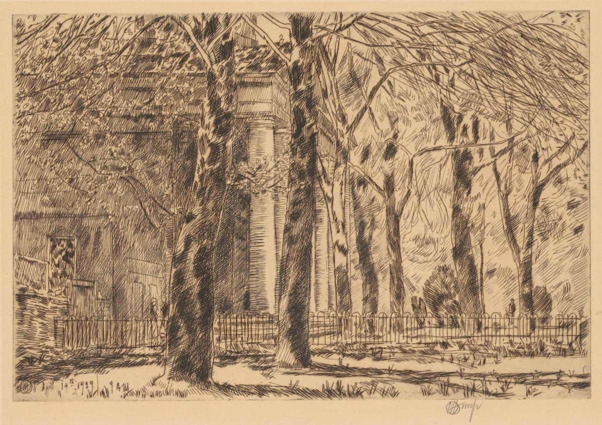 First Leaves—Spring in Washington, St. John's by Childe Hassam