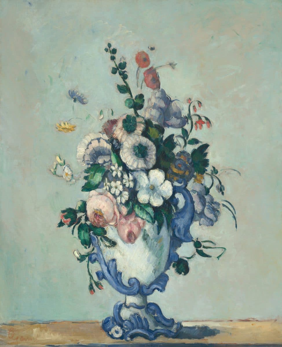 Flowers in a Rococo Vase by Paul Cezanne