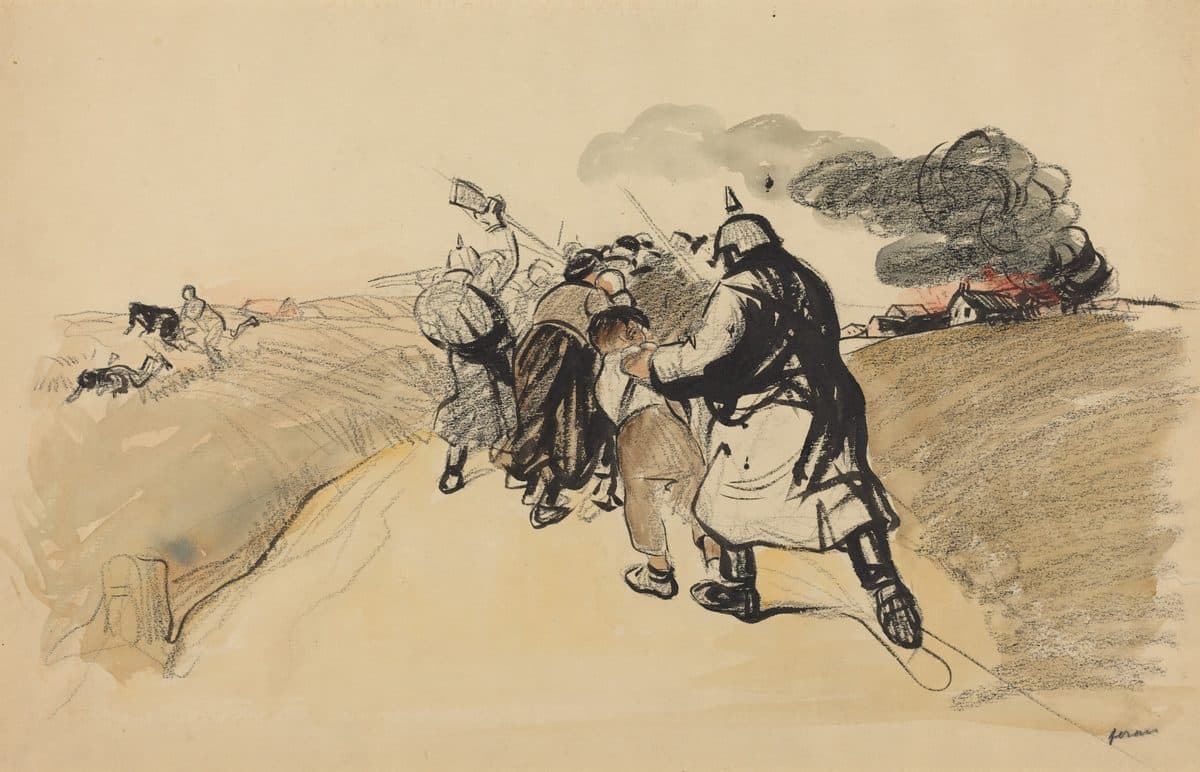 German Raid on a Village by Jean-Louis Forain