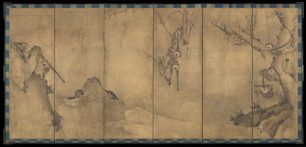 Gibbons in a Landscape by Sesson Shūkei 雪村周継