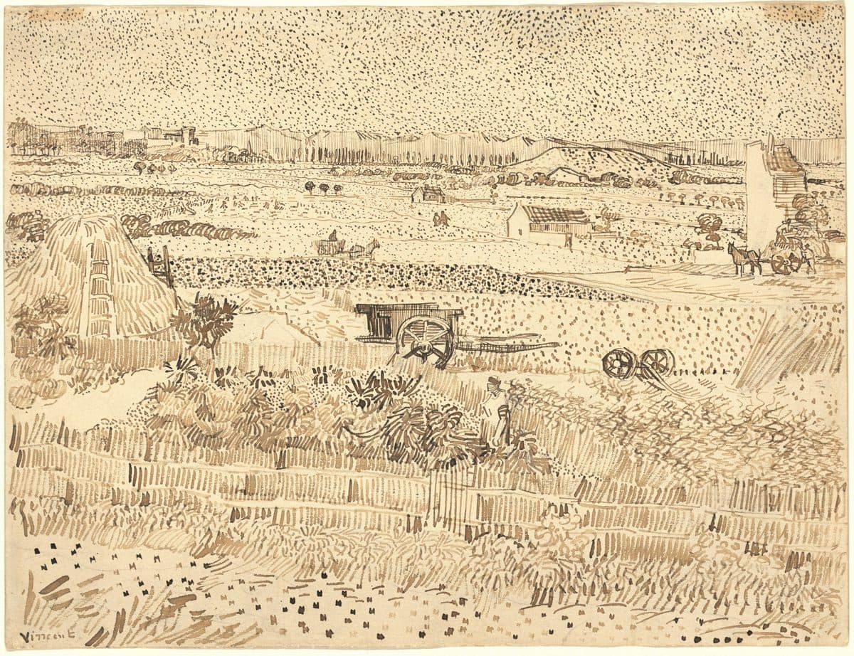 Harvest--The Plain of La Crau by Vincent van Gogh