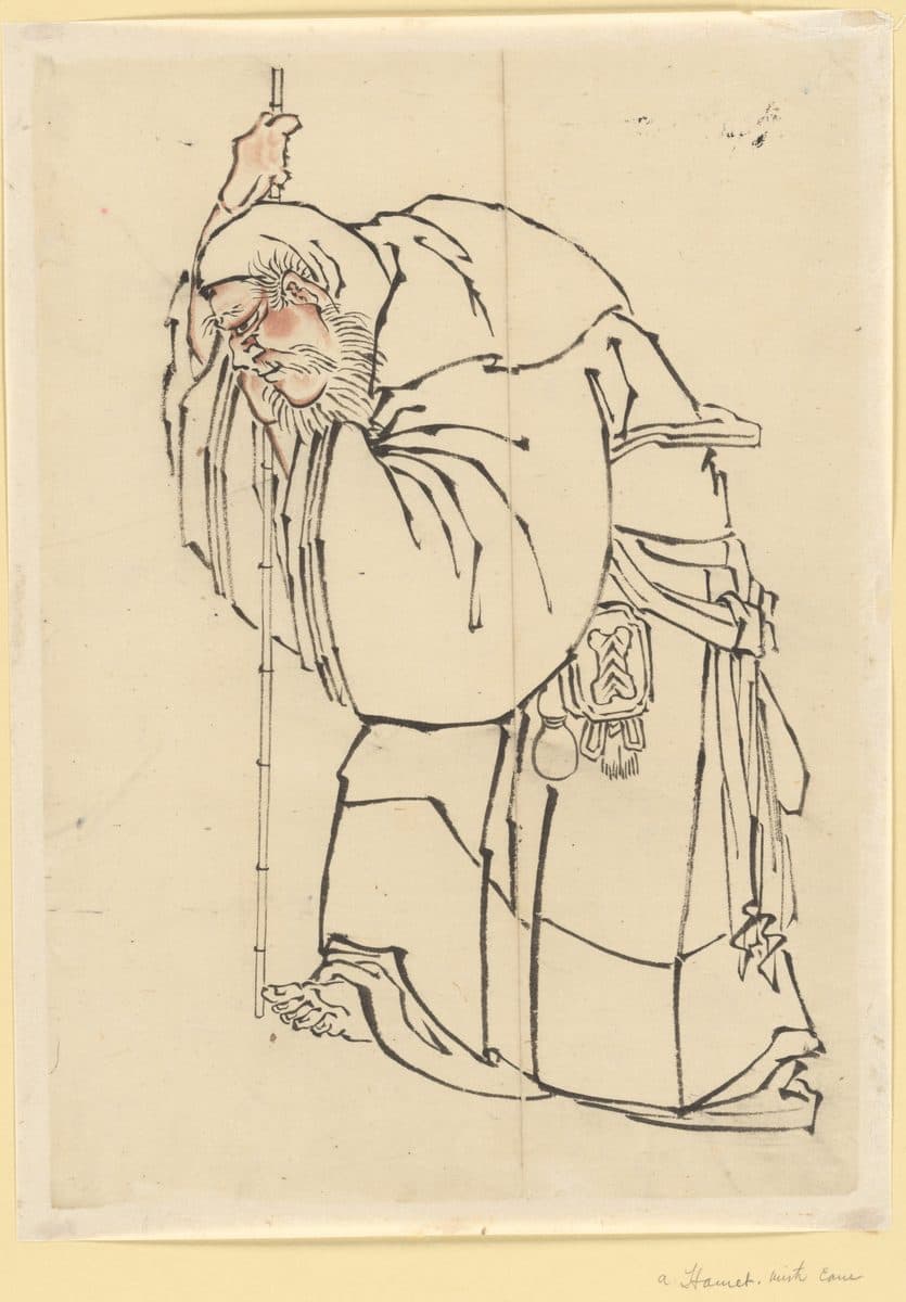 Hermit with a Staff by Katsushika Hokusai