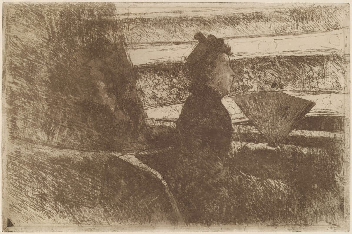 Lady in Black, in a Loge, Facing Right by Mary Cassatt