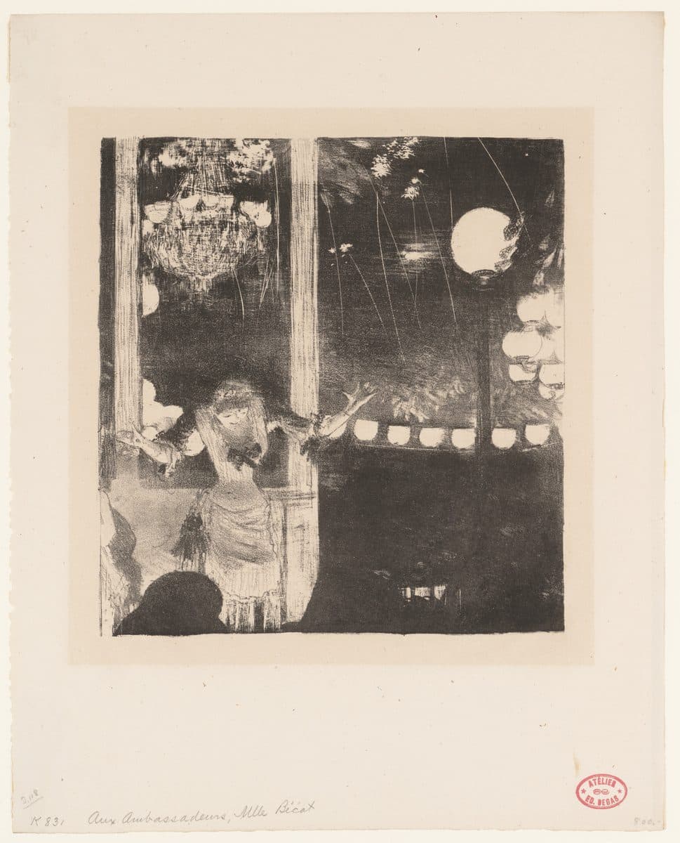 Mademoiselle Bécat at the Café des Ambassadeurs, Paris by Edgar Degas
