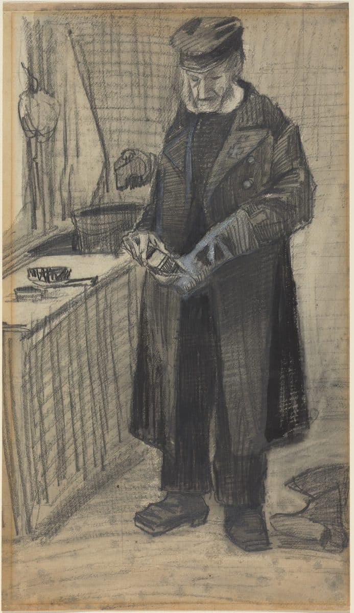 Man Polishing a Boot by Vincent van Gogh