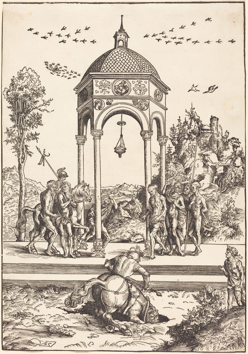 Marcus Curtius Plunging into the Chasm by Lucas Cranach the Elder