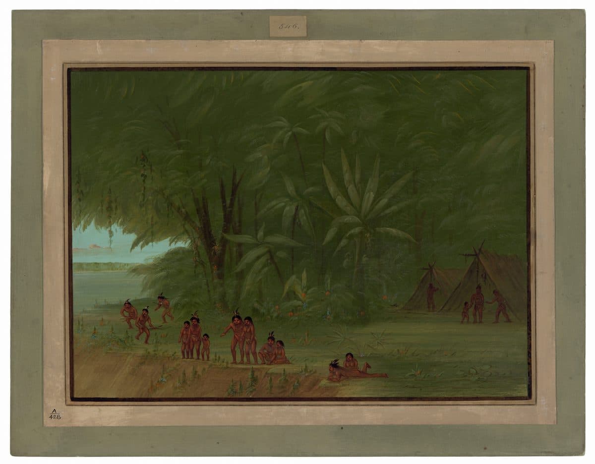 Mauhees Encampment by George Catlin