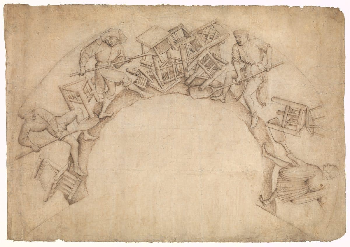 Men Shoveling Chairs (Scupstoel) by Vranke van der Stockt