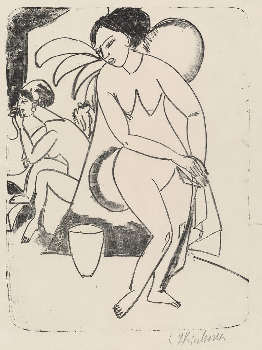 Naked Girls in the Studio (Nackte Mädchen im Atelier) by Ernst Ludwig Kirchner