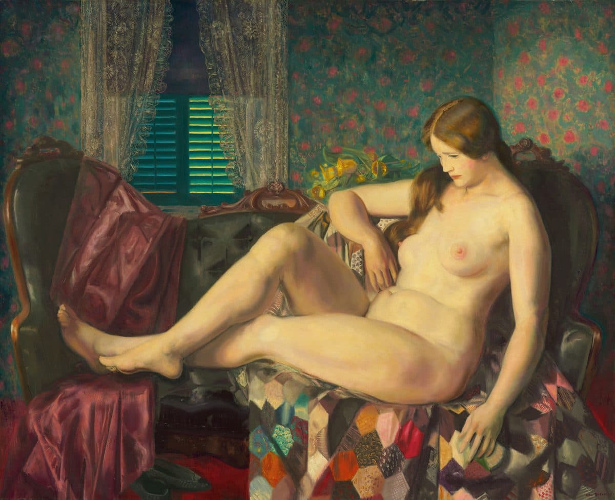 Nude with Hexagonal Quilt by George Bellows