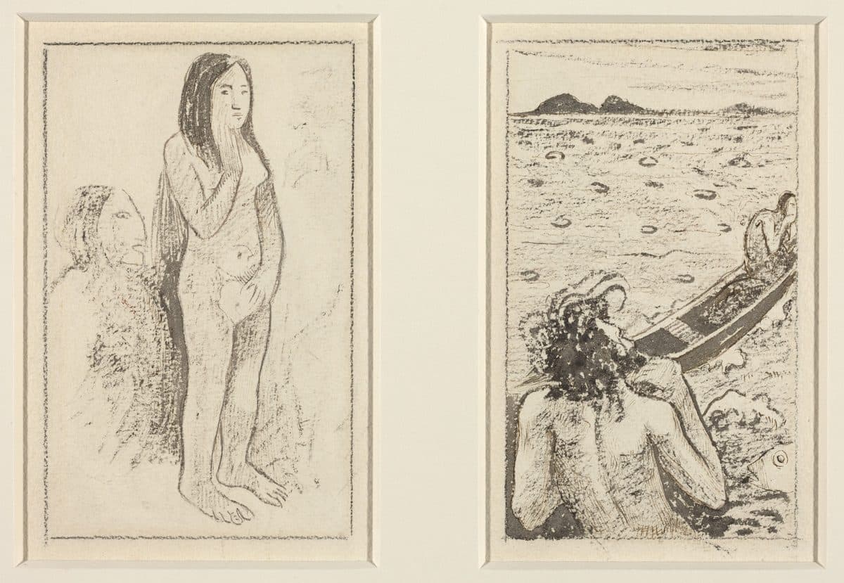 Parau No Te Varau Ino (left); Tahitian Legend (right) by Paul Gauguin