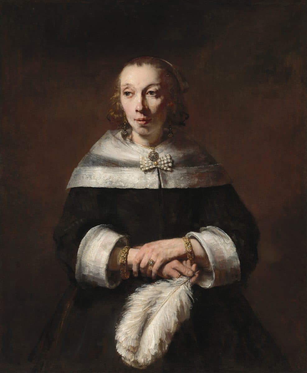 Portrait of a Lady with an Ostrich-Feather Fan by Rembrandt van Rijn