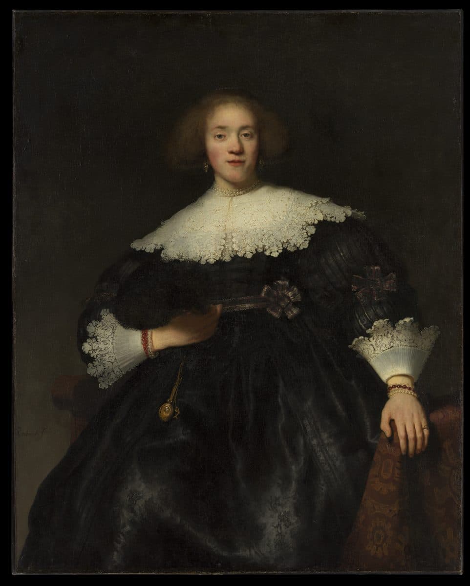 Portrait of a Young Woman with a Fan by Rembrandt (Rembrandt van Rijn)