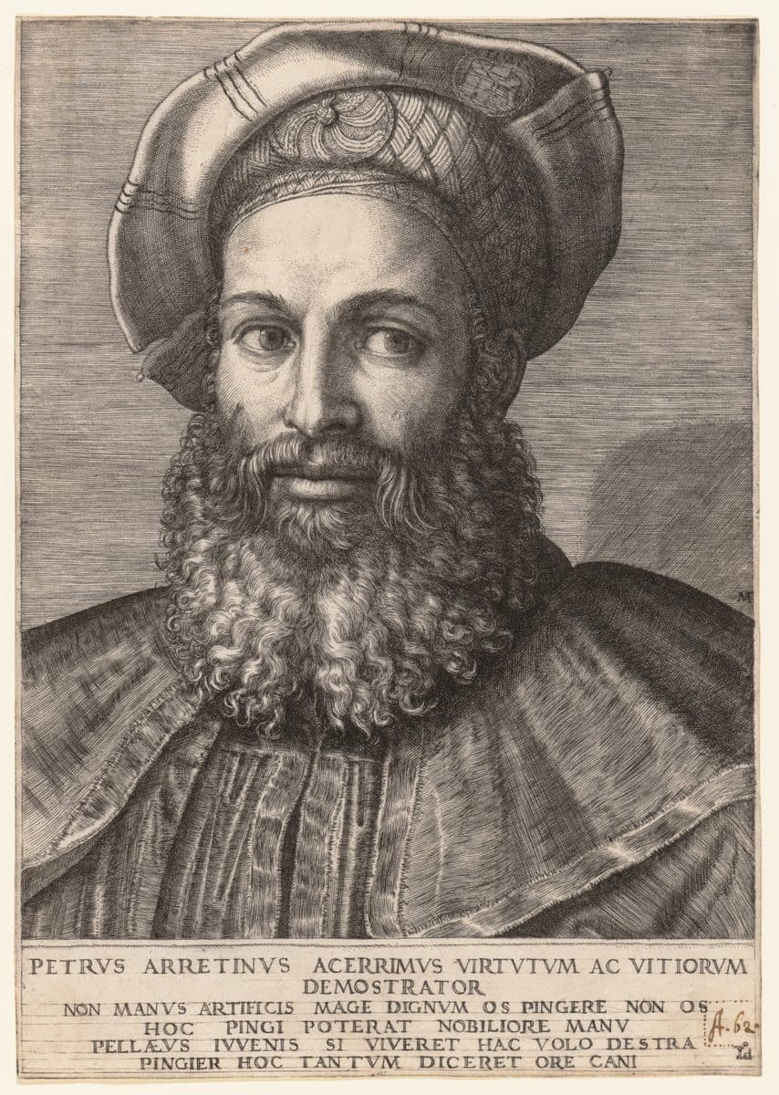 Portrait of Pietro Aretino by Marcantonio Raimondi