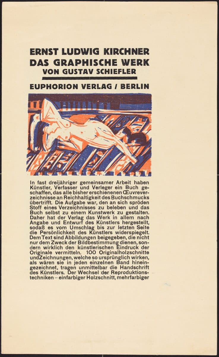 Reclining Nude with Cat (Illustration for _Ernst Ludwig Kirchner: Das Graphische Werk_) by Ernst Ludwig Kirchner