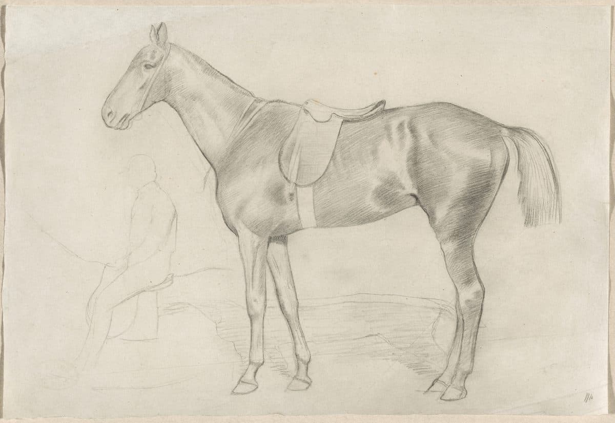 Saddled Horse with a Study of a Rider by Edgar Degas
