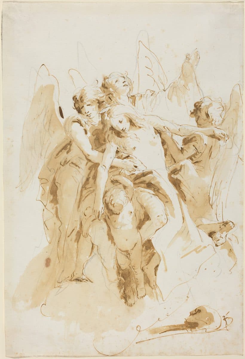 Saint Mary Magdalene Lifted by Angels by Giovanni Battista Tiepolo