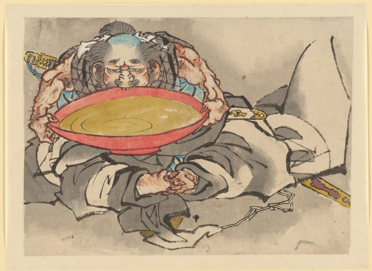 Sakata Kintoki Drinking Sake Wine by Katsushika Hokusai