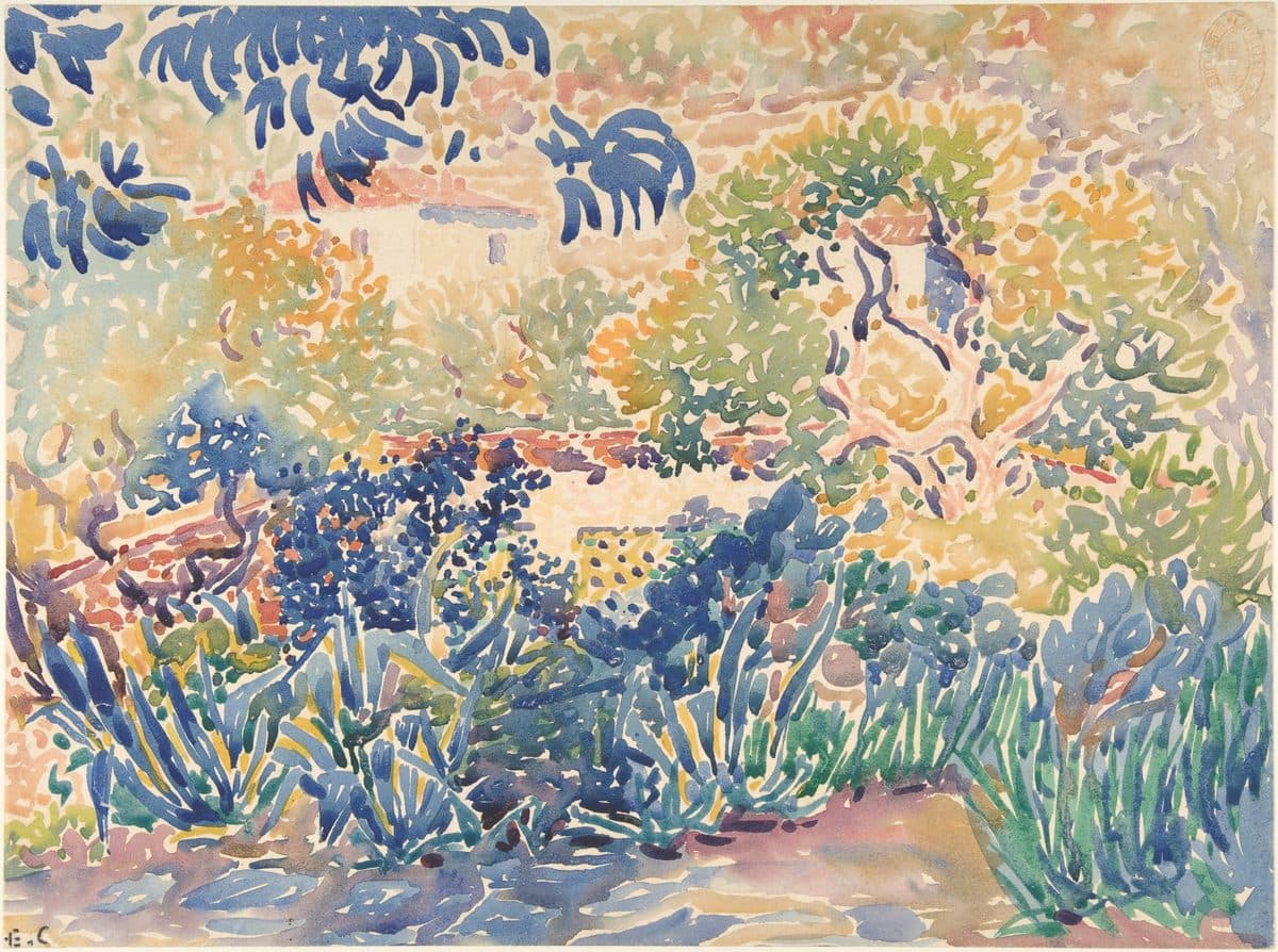 The Artist's Garden at Saint-Clair by Henri-Edmond Cross (Henri-Edmond Delacroix)