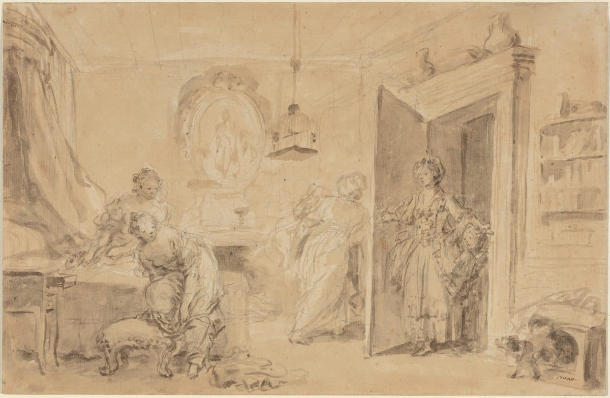 The Bedroom (Le Coucher or Ma Chemise brule) by Jean-Honoré Fragonard