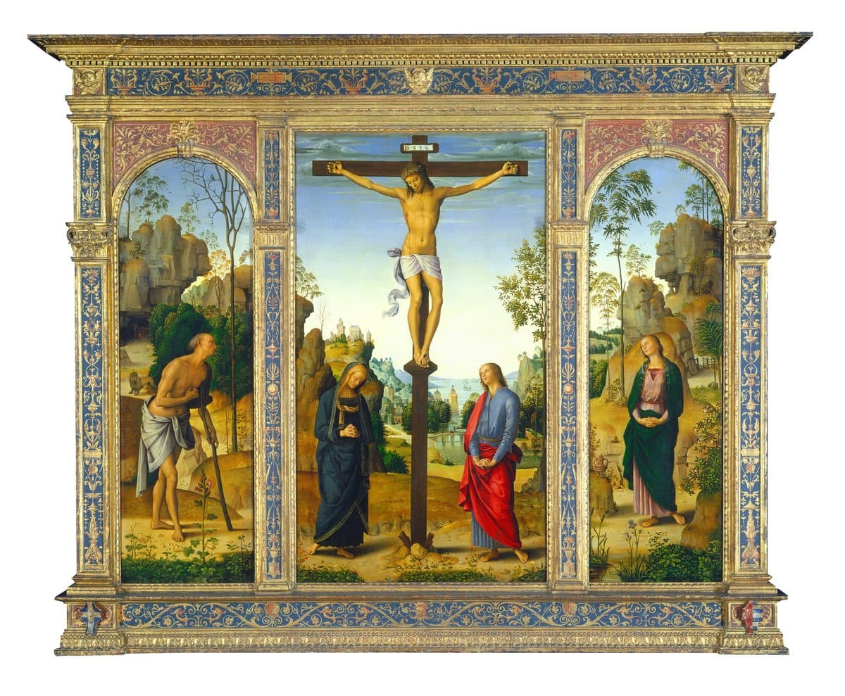 The Crucifixion with the Virgin, Saint John, Saint Jerome, and Saint Mary Magdalene by Pietro Perugino