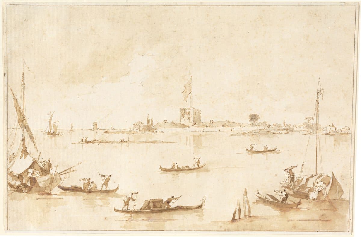 The Fortress of San Andrea from the Lagoon by Francesco Guardi