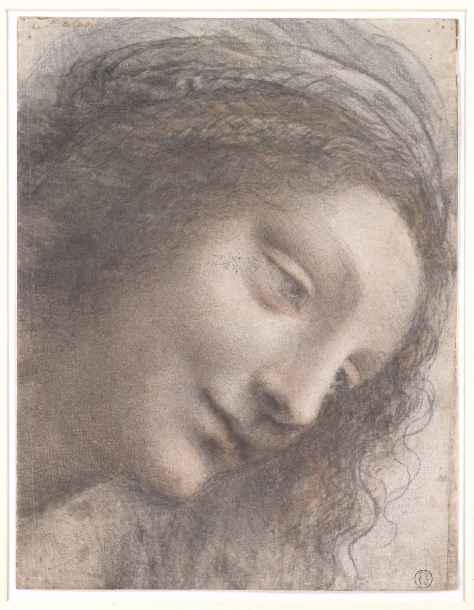 The Head of the Virgin in Three-Quarter View Facing Right by Leonardo da Vinci