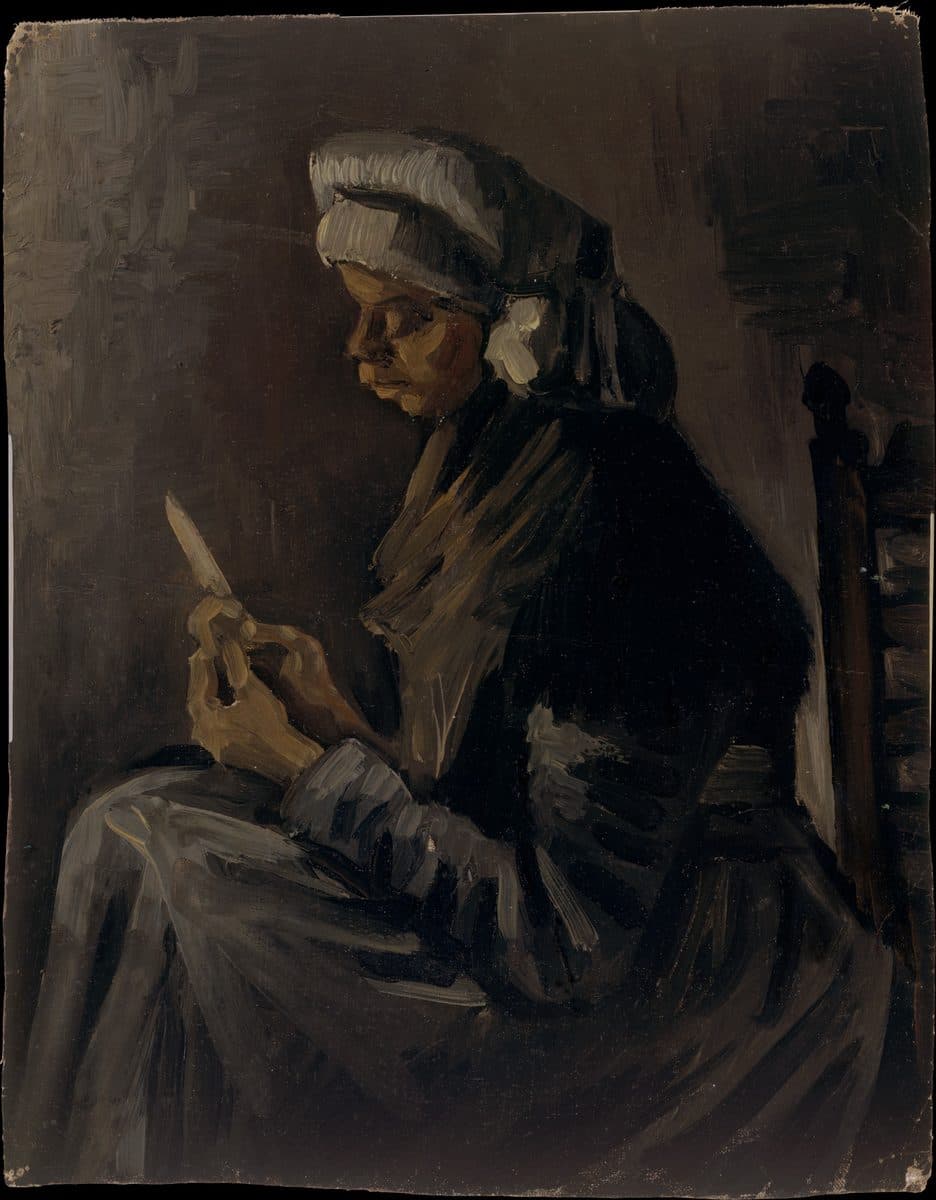 The Potato Peeler (reverse: Self-Portrait with a Straw Hat) by Vincent van Gogh