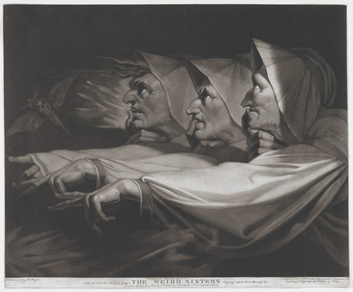 The Weird Sisters (Shakespeare, MacBeth, Act 1, Scene 3) by John Raphael Smith