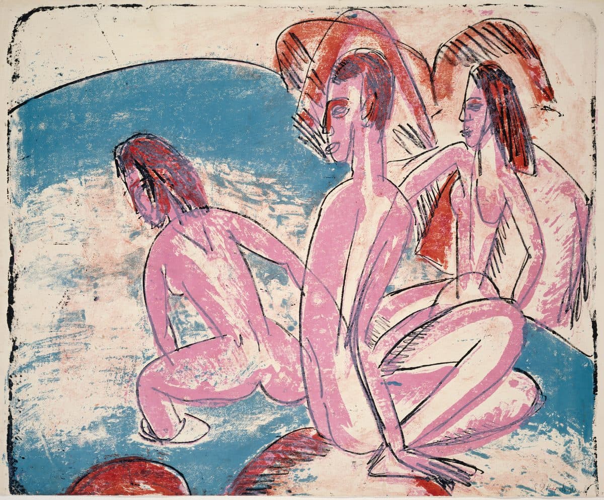 Three Bathers by Stones by Ernst Ludwig Kirchner