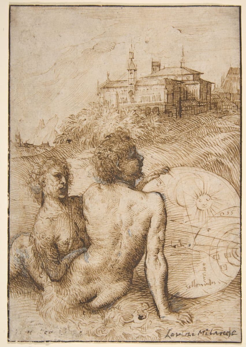 Two Satyrs in a Landscape by Titian (Tiziano Vecellio)