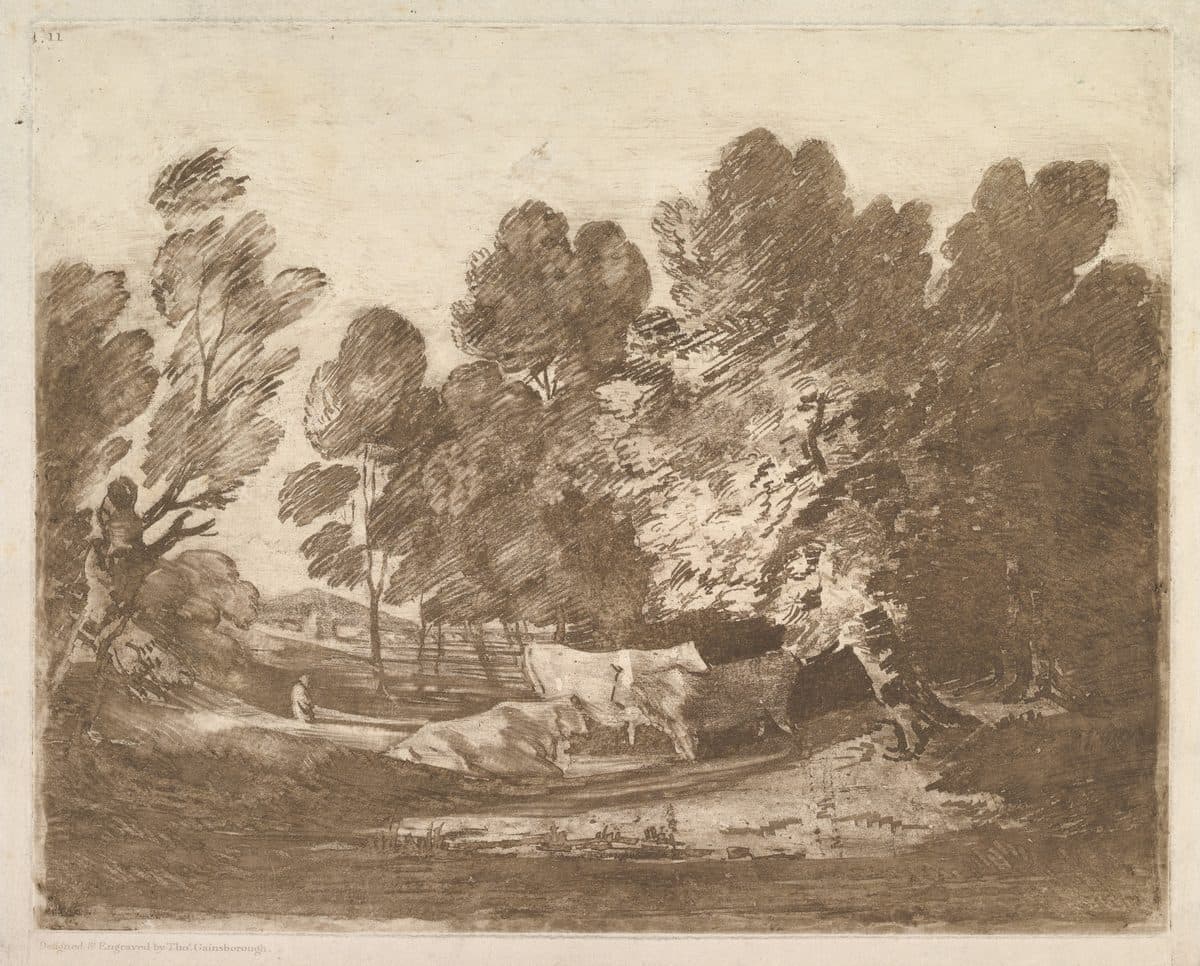 Wooded Landscape with Herdsmen and Cows by Thomas Gainsborough