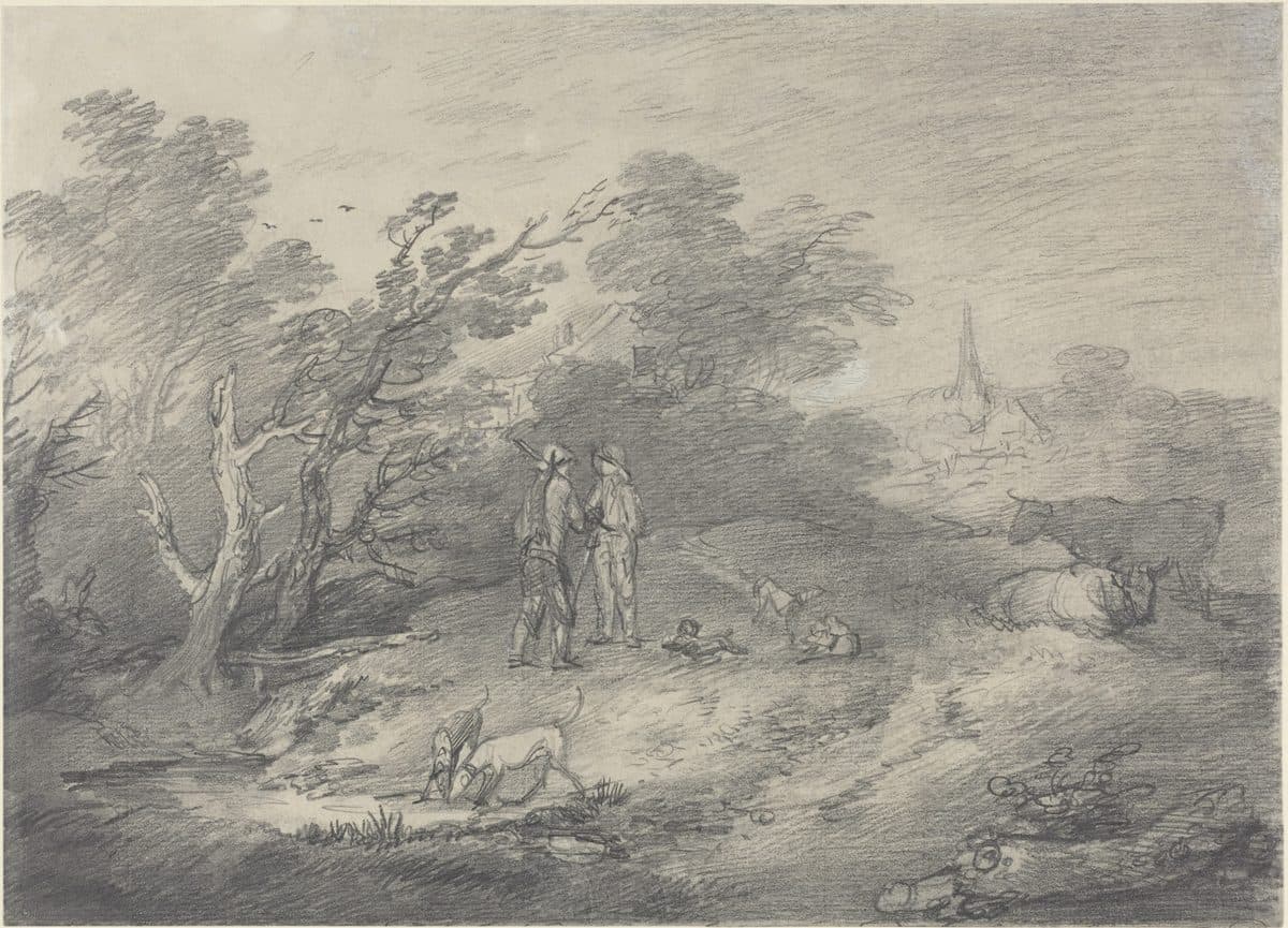 Woods Near a Village with Rabbit Catchers and Their Greyhounds by Thomas Gainsborough